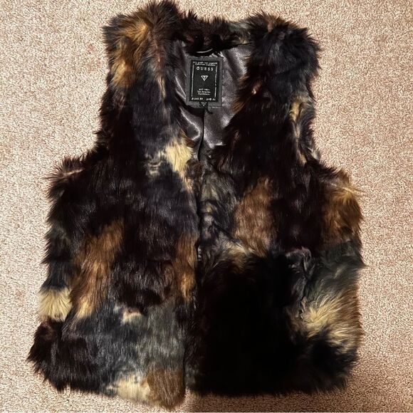 Guess Jackets & Blazers - GUESS Faux Fur Vest Multicolor Sleeveless Size M